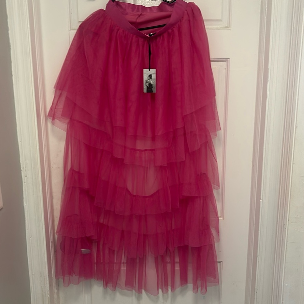Elegant Pink Layered Skirt